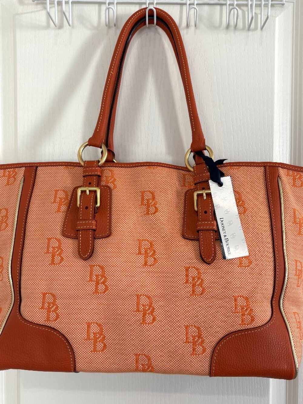 Dooney & Bourke Large Taylor Shopper Tote Bag Handbag Signature Leather Orange